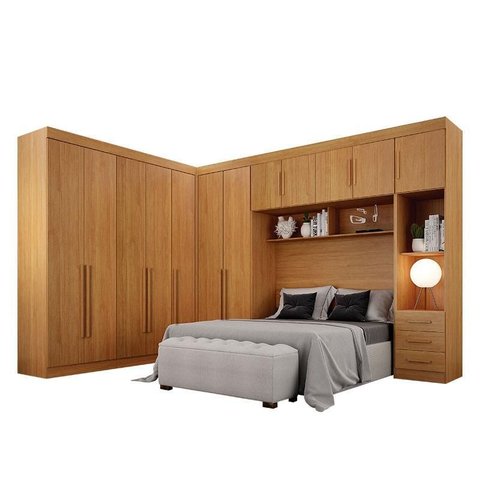 Quarto de Casal Modulado 12 Portas Orion Cinamomo – Leifer Móveis