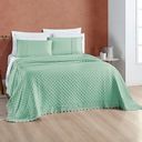 Ver imagem 3 de Kit Cobre Leito Colcha Bouclê Casal Padrão Laise Bordada Micropercal 200 Fios 3 Peças - Verde Salvia