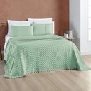 Ver imagem 3 de Kit Cobre Leito Colcha Bouclê Casal Padrão Laise Bordada Micropercal 200 Fios 3 Peças - Verde Salvia