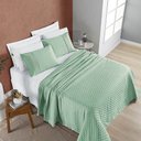 Ver imagem 2 de Kit Cobre Leito Colcha Bouclê Casal Padrão Laise Bordada Micropercal 200 Fios 3 Peças - Verde Salvia