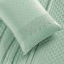 Ver imagem 4 de Kit Cobre Leito Colcha Bouclê Casal Padrão Laise Bordada Micropercal 200 Fios 3 Peças - Verde Salvia
