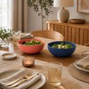 Ver imagem 2 de Kit 2 Saladeiras 21cm Bambu Plástico Stripes Lyor Sortido Grande Colorida Frutas Pipoca Salada