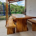 Ver imagem 1 de Mesa de Jantar Retangular 2m Madeira Maciça Rústica de Tronco