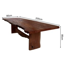 Mesa de Jantar Retangular 2m Madeira Maciça Rústica de Tronco - 3 Mesa de Jantar Retangular 2m Madeira Maciça Rústica de Tronco - 3