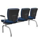 Ver imagem 5 de Cadeira Longarina 3 Lugares Aeroporto Recepção Cromado Baixa Flexi P03 Poliéster azul - lyam Lyam de