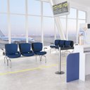 Ver imagem 2 de Cadeira Longarina 3 Lugares Aeroporto Recepção Cromado Baixa Flexi P03 Poliéster azul - lyam Lyam de