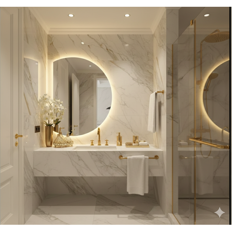 Espelhos Led 100 X 50  Decorativo Flutuante Retro iluminado Luxo Meia Lua Direita luz fria