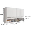 Ver imagem 2 de Armário Aéreo Móveis De Cozinha Multiuso 4 Portas Branco