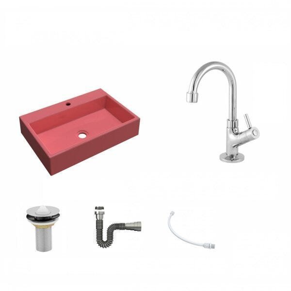 Kit Cuba RT55 com Torneira 1198 Metal e Válvula 1 Polegada e Sifão Cromado e Flexível Compace - 2