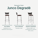 Ver imagem 3 de Kit 4 Banquetas Alta Vime Junco Degradê Sacada Àrea Gourmet Balcão Ilha Bancada bar piscina Cozinha