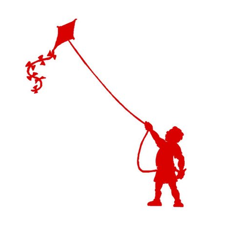 Adesivo Decorativo de Parede Quarto Sala Menino Pipa Papagaio:Vermelho