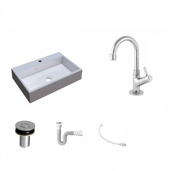 Kit Cuba RT55 com Torneira 1198 Metal e Válvula Click 1 Polegada B e Sifão Pvc e Flexível Compace - 2