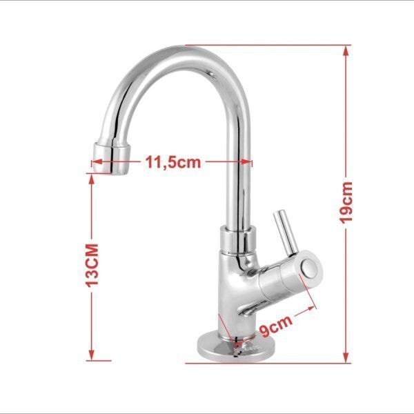 Kit Cuba RT55 com Torneira 1198 Metal e Válvula Click 1 Polegada B e Sifão Cromado e Flexível Compace - 9