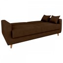 Ver imagem 4 de Sofá Cama 3 Lugares Emilia Reclinável Veludo Marrom - Matrix