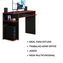 Ver imagem 5 de Mesa para Computador Gamer com Porta Teclado - Preto/Vermelho