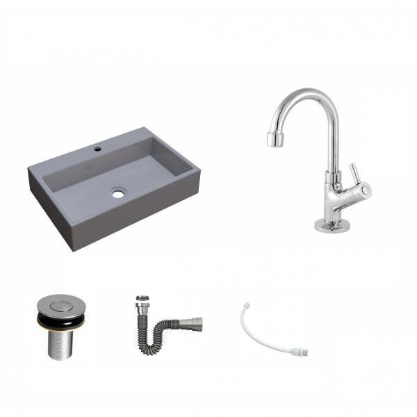 Kit Cuba RT55 com Torneira 1198 Metal e Válvula Click 1 Polegada B e Sifão Cromado e Flexível Compac - 2