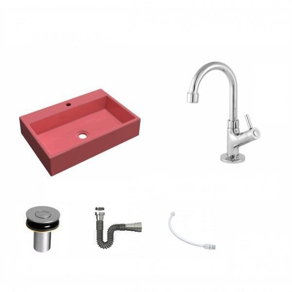 Kit Cuba RT55 com Torneira 1198 Metal e Válvula Click 1 Polegada B e Sifão Cromado e Flexível Compac - 2