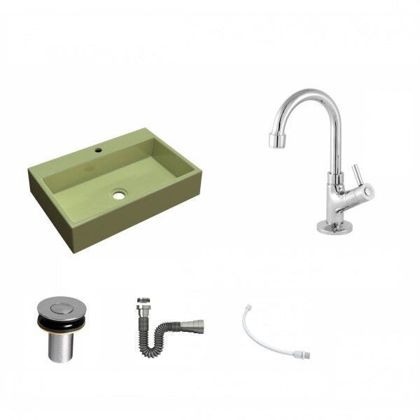 Kit Cuba RT55 com Torneira 1198 Metal e Válvula Click 1 Polegada B e Sifão Cromado e Flexível Compac - 2