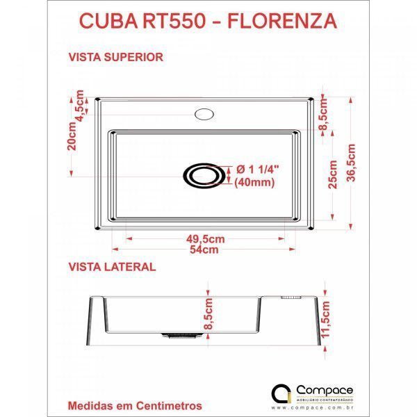 Kit Cuba RT55 com Torneira 1198 Metal e Válvula Click 1 Polegada G e Sifão Pvc e Flexível Compace - 8