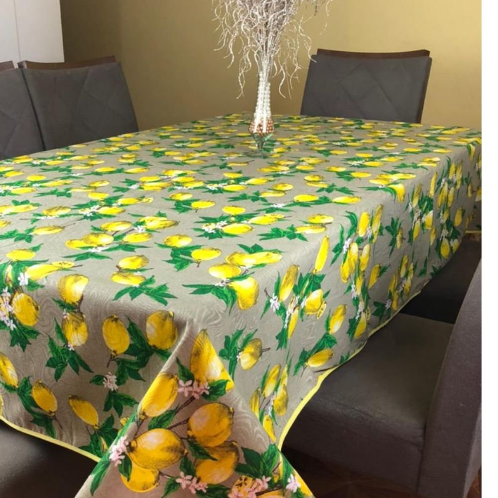 Toalha Mesa Jacquard Estampado 6 Lugares:Limão Amarelo - 1