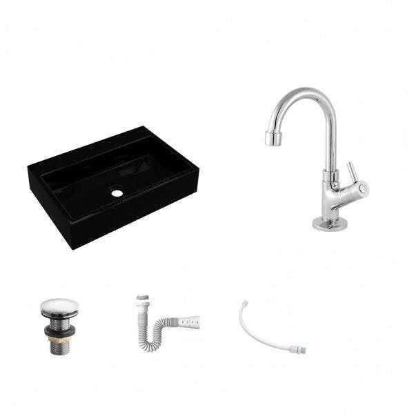Kit Cuba RT55 com Torneira 1198 Metal e Válvula Click 1 Polegada G e Sifão Pvc e Flexível Compace - 2