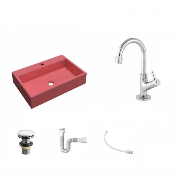 Kit Cuba RT55 com Torneira 1198 Metal e Válvula Click 1 Polegada G e Sifão Pvc e Flexível Compace - 2