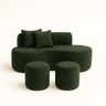 Conjunto Sofá Curvo Orgânico + 2puffs Nature Gaia Suede Montanaris Decor - 1