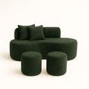 Ver imagem 1 de Conjunto Sofá Curvo Orgânico + 2puffs Nature Gaia Suede Montanaris Decor