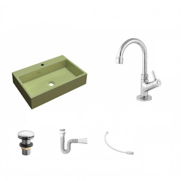 Kit Cuba RT55 com Torneira 1198 Metal e Válvula Click 1 Polegada G e Sifão Pvc e Flexível Compace - 2