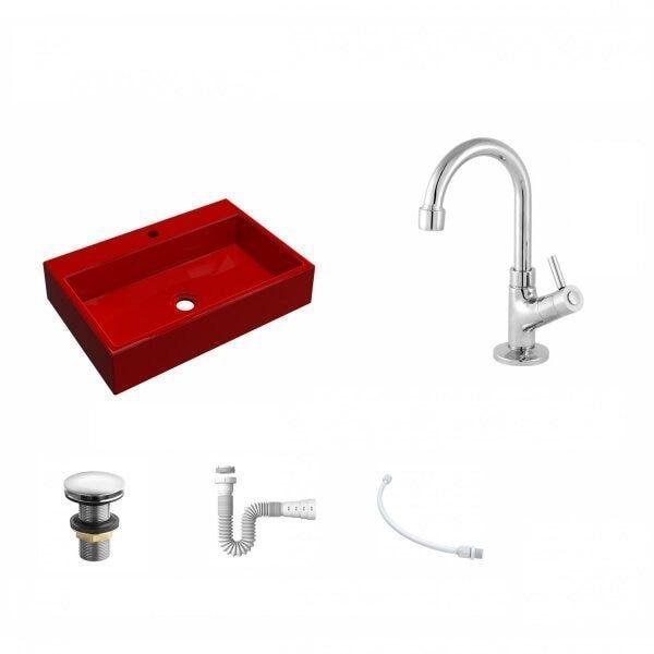Kit Cuba RT55 com Torneira 1198 Metal e Válvula Click 1 Polegada G e Sifão Pvc e Flexível Compace - 2