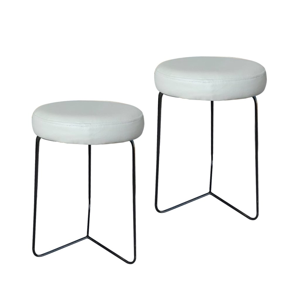 Kit 2 Banqueta Banco Aço Baixa Cozinha Bar Balcão Mesa 50cm:offwhite