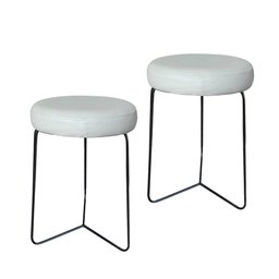 Kit 2 Banqueta Banco Aço Baixa Cozinha Bar Balcão Mesa 50cm:offwhite - 1
