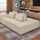Ver imagem 2 de Sofá Ilha com Puff para Sala Living 285cm Amber M03 Linho Cru - Lyam Decor