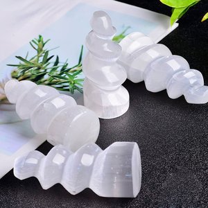 Torre de Selenita 10cm Espiral Pedra Natural Cristal Energia:branco
