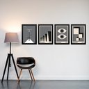 Ver imagem 2 de Kit 4 Quadros Artes Bauhaus Cinza e Preto 24x18cm:moldura Preta