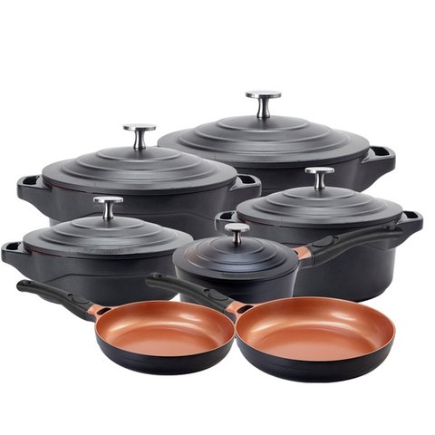 Jogo de Panelas 7 Peças Preta Revestimento Cerâmico Le Cook