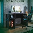 Ver imagem 2 de Mesa de Escritório Gamer Moderno MDF 114cm Preto com Nicho Qmovi