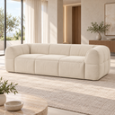 Ver imagem 1 de Sofá 3 Lugares King Size 250cm com Assento Fixo e Estrutura em Eucalipto Off White