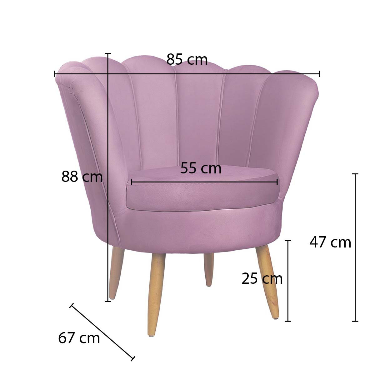 Poltrona Pétala Decorativa Roxo para Sala com Pé de Madeira - 5