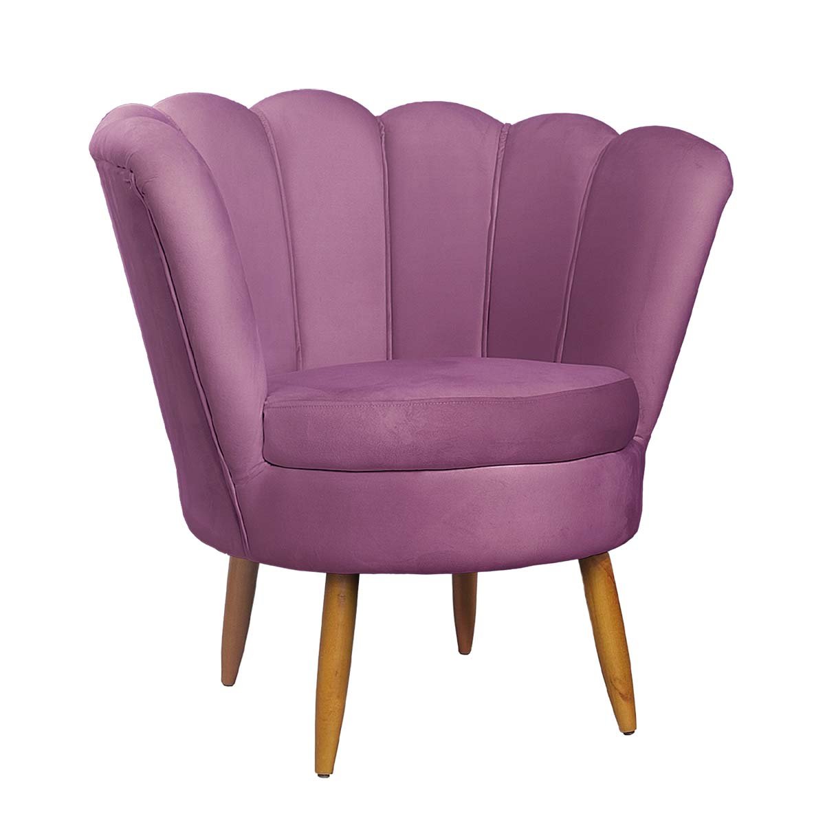 Poltrona Pétala Decorativa Roxo para Sala com Pé de Madeira - 2