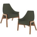 Ver imagem 1 de Kit 02 Poltronas Decorativa para Sala de Estar Sakura L02 Linho Verde Musgo - Lyam Decor