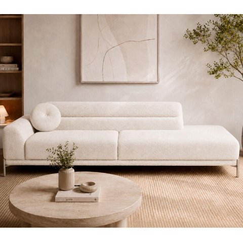 Sofá de Canto Arezzo 3 Lugares Fixo 210cm Off White Sallar Home
