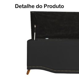 Calçadeira Recamier Baú Casal King 195cm Greta Suede Preto - DS Estofados - 3