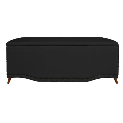 Calçadeira Recamier Baú Casal King 195cm Greta Suede Preto - DS Estofados