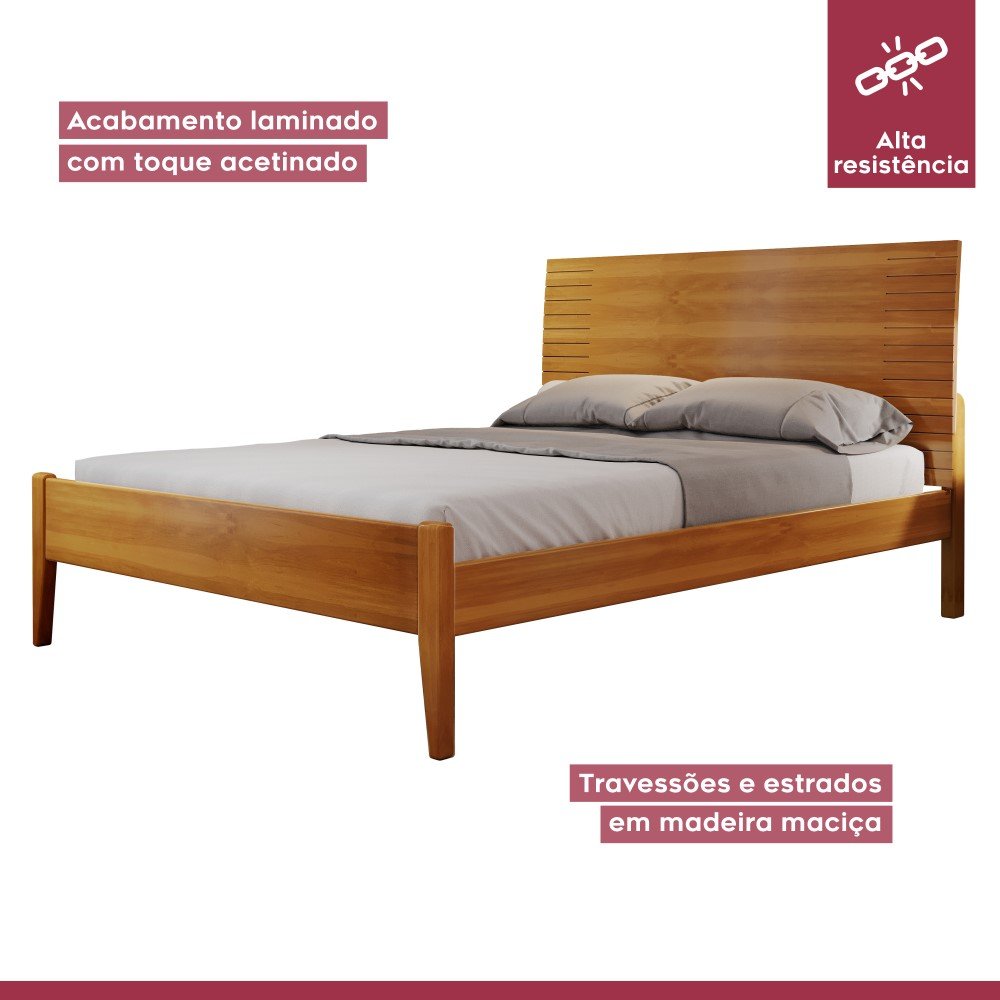 Cama Casal Queen Amazone 160cm Amêndoa Mel Josandro:amêndoa Mel - 5