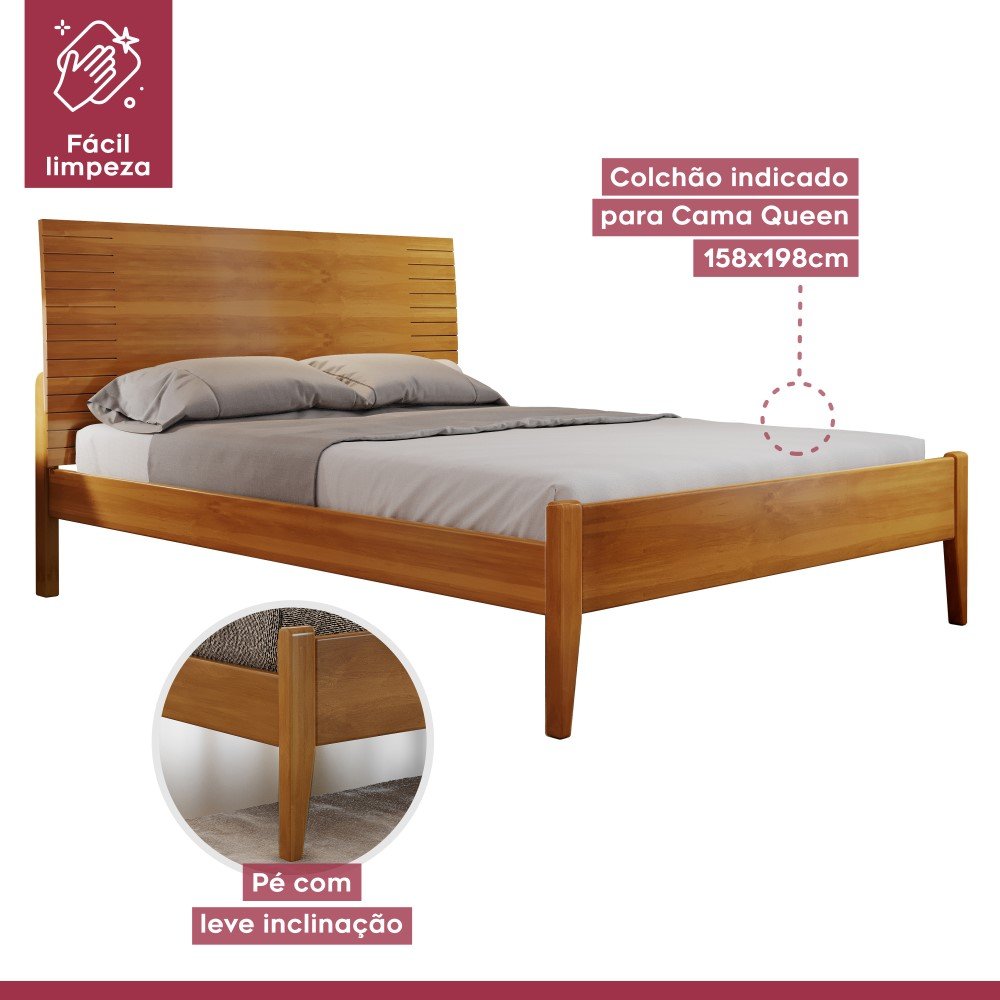 Cama Casal Queen Amazone 160cm Amêndoa Mel Josandro:amêndoa Mel - 4