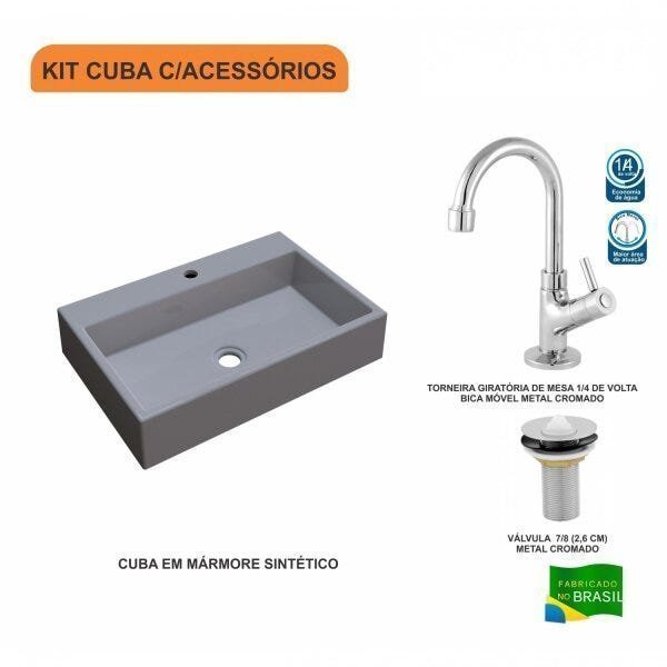 Kit Cuba RT55 com Torneira 1198 Metal e Válvula 1 Polegada Compace - 3