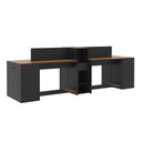 Ver imagem 3 de Estação de Trabalho 4 Lugares Office Smart 4 Mesas 2 Armários 2 Aparador - Preto e Cedro