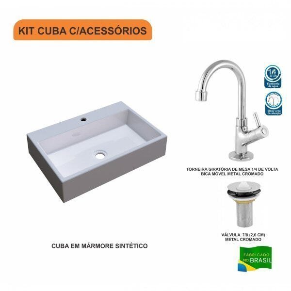 Kit Cuba RT55 com Torneira 1198 Metal e Válvula 1 Polegada Compace - 3