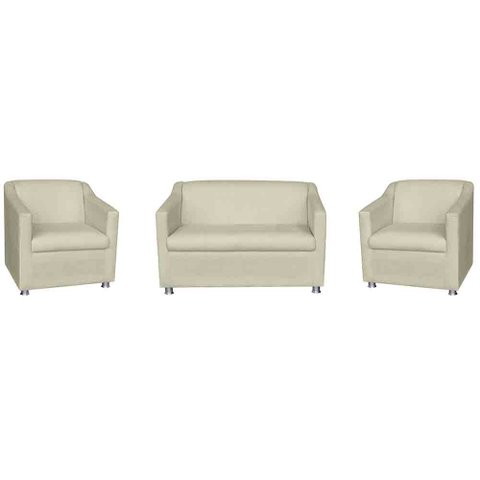 Conjunto 1 Sofá Bia 2 Lugares e 2 Poltronas Suede Bege Carolina Moveis